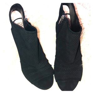 Vince Camuto Black Suede Peep Toe Bootie Sandal